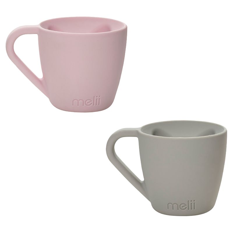 Melii - Silicone Bear Mug - 2pcs - Pink & Grey