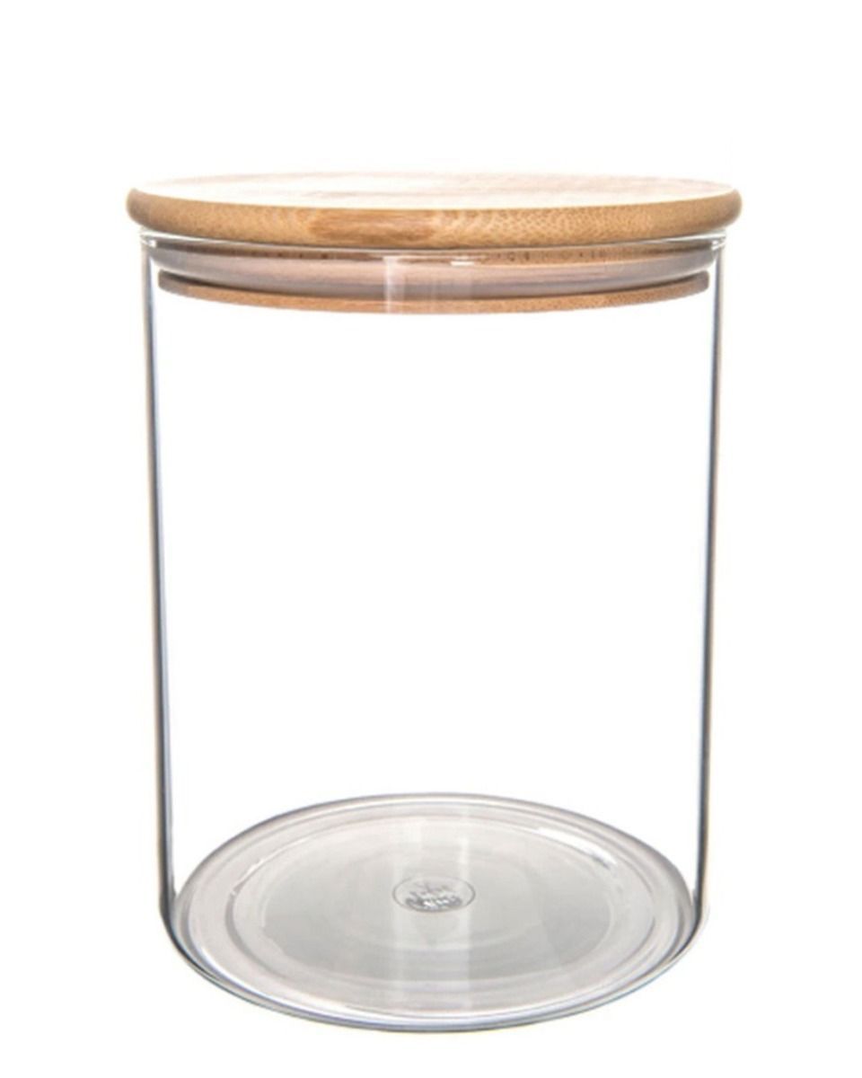 Homesmiths - Honey Bee Round Glass Jar With Bamboo Lid - 2 L