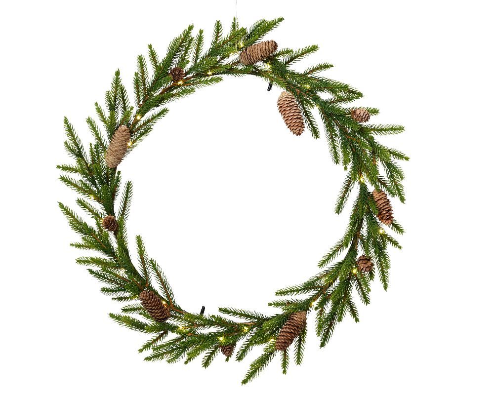 Kaemingk - Slim Wreath - Micro LED Battery Operated - Indoor - 80 cm