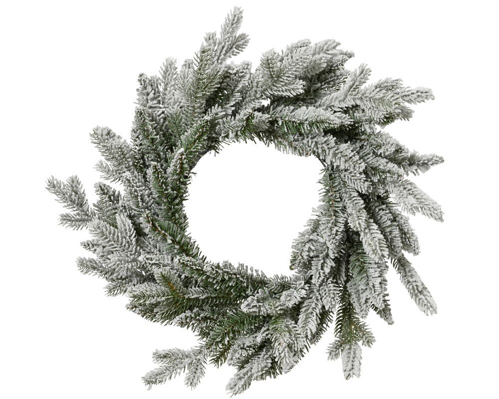 Kaemingk - Allison Snowy Indoor Wreath - Green/White - 80 cm