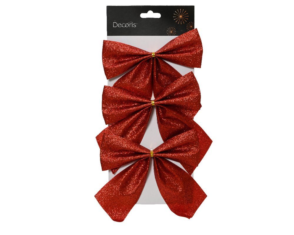 Kaemingk - Christmas Decoration Bow - Red - 15 cm - Pack of 3