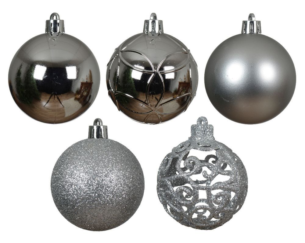 Kaemingk - Baubles Shatterproof Christmas Ornaments 6cm 35pcs - Silver