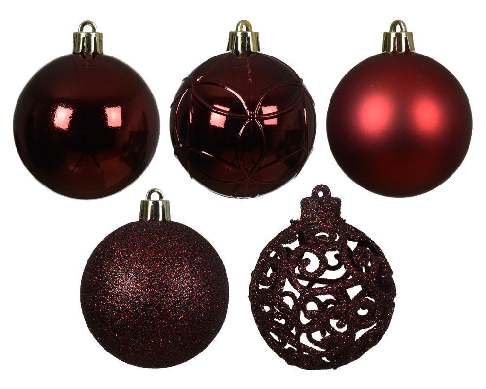 Kaemingk - Baubles Shatterproof Christmas Ornaments 6cm 35pcs - Oxblood