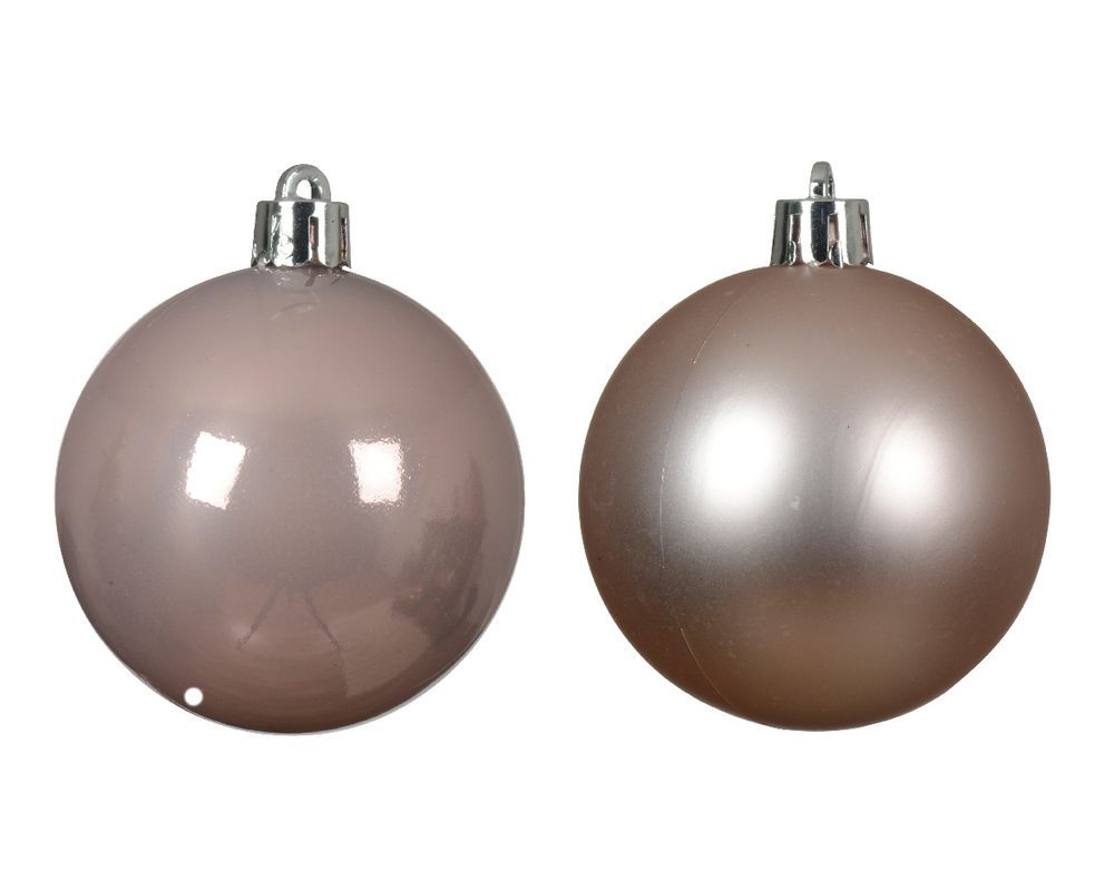 Kaemingk - Baubles Shatterproof Christmas Ornaments 8cm 6pcs - Blush Pink