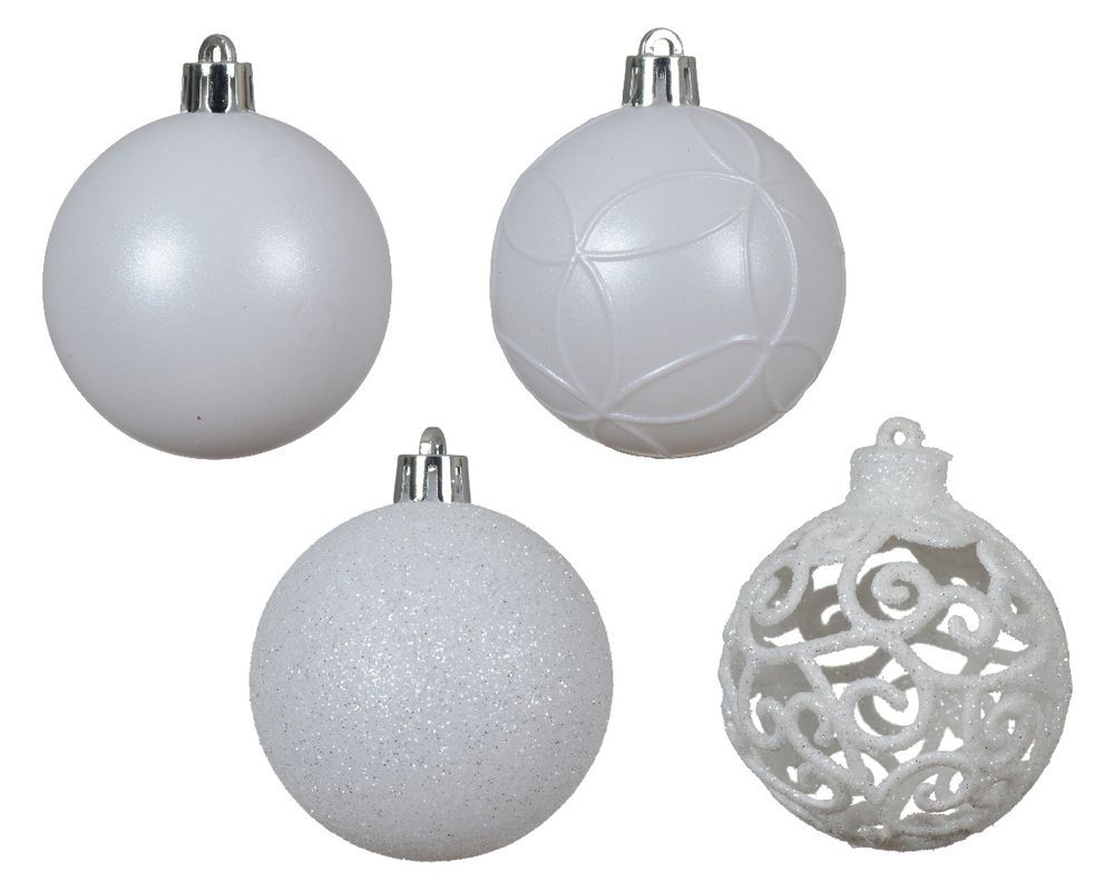 Kaemingk - Baubles Shatterproof Christmas Ornaments 6cm 35pcs - Winter White