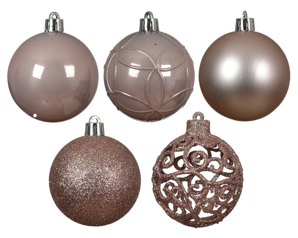 Kaemingk - Baubles Shatterproof Christmas Ornaments 6cm 35pcs - Blush Pink