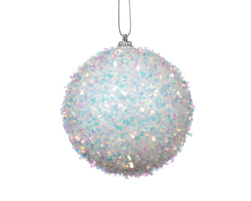 Kaemingk - Sequined Christmas Bauble - Winter White - 8 cm