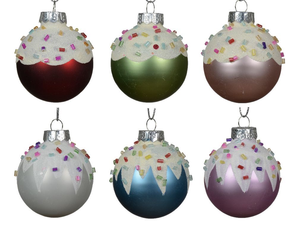 Kaemingk - Glass Matt Sprinkle Bauble - 4.5cm - Style May Vary - 1 Pc