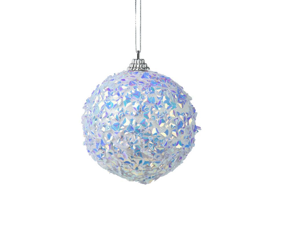 Kaemingk - Glitter Foam Christmas Bauble - White - 8 cm