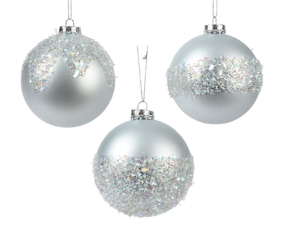 Kaemingk - Bauble Shatterproof 10cm Silver 1pc - Style May Vary