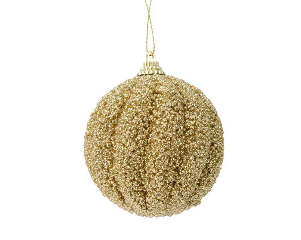 Kaemingk - Christmas Glitter Bauble - Light Gold - 8 cm