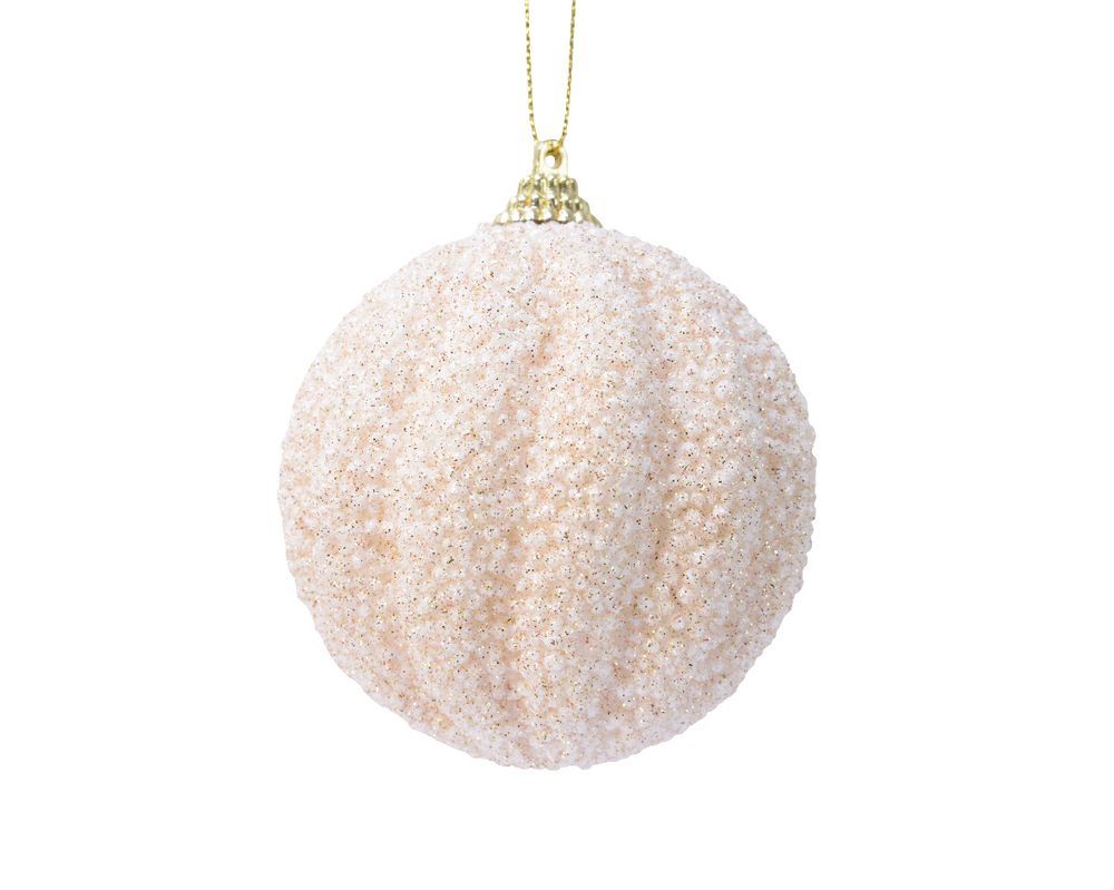 Kaemingk - Christmas Glitter Bauble - Pearl - 8 cm