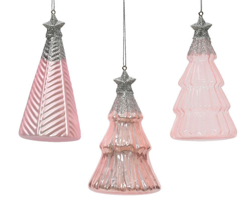 Kaemingk - Glass Tree With Star On Top - Blush Pink - Style May Vary - 1 Pc