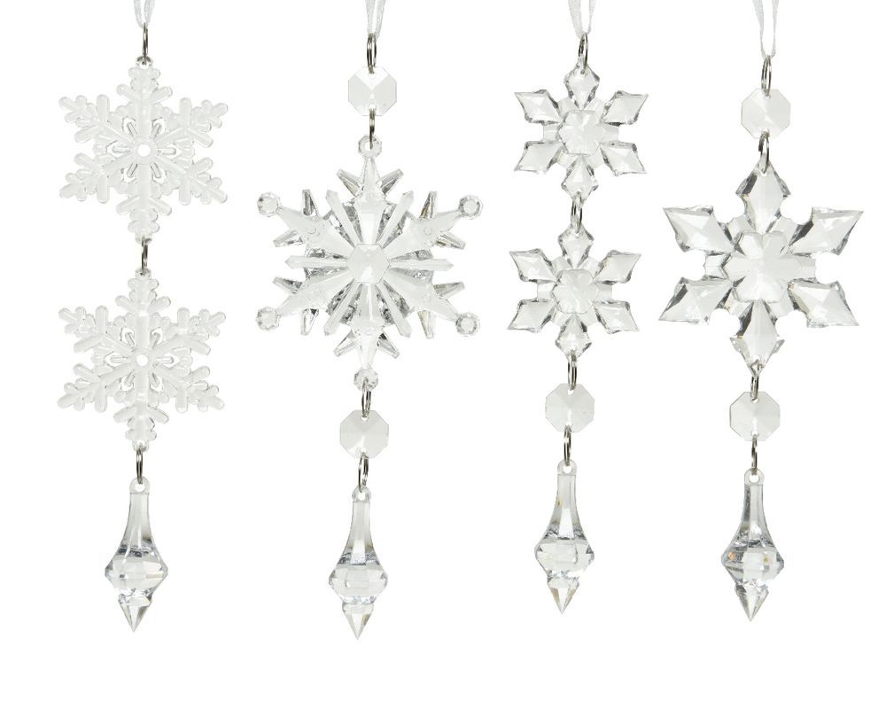 Kaemingk - Snowflake Decor 1pc - Scrylic Acrylic Drops & Beads - Transparent - Style May Vary