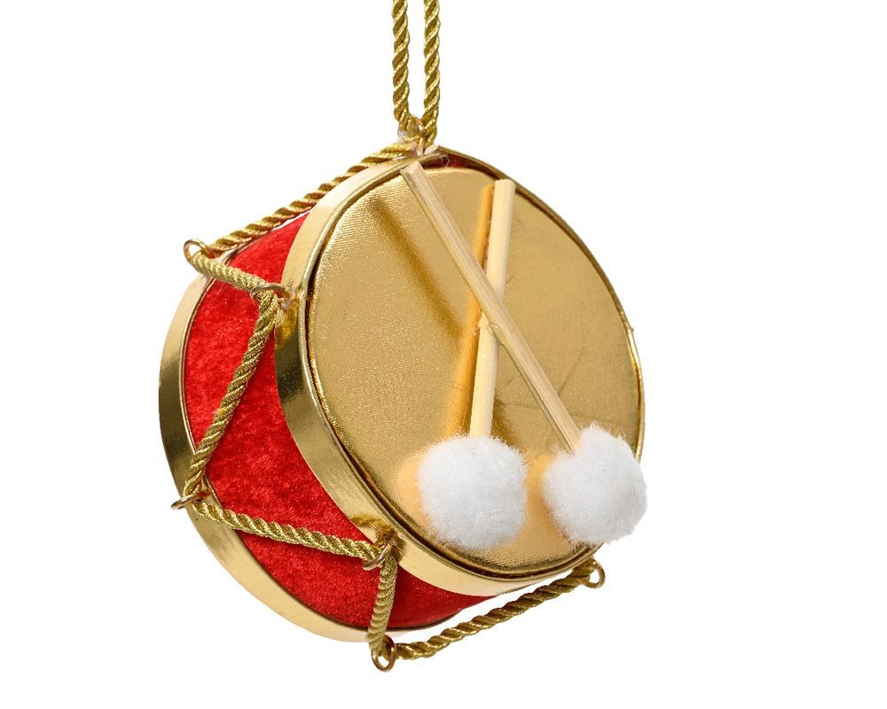 Kaemingk - Decorative Christmas Tree Drum - Red/Gold