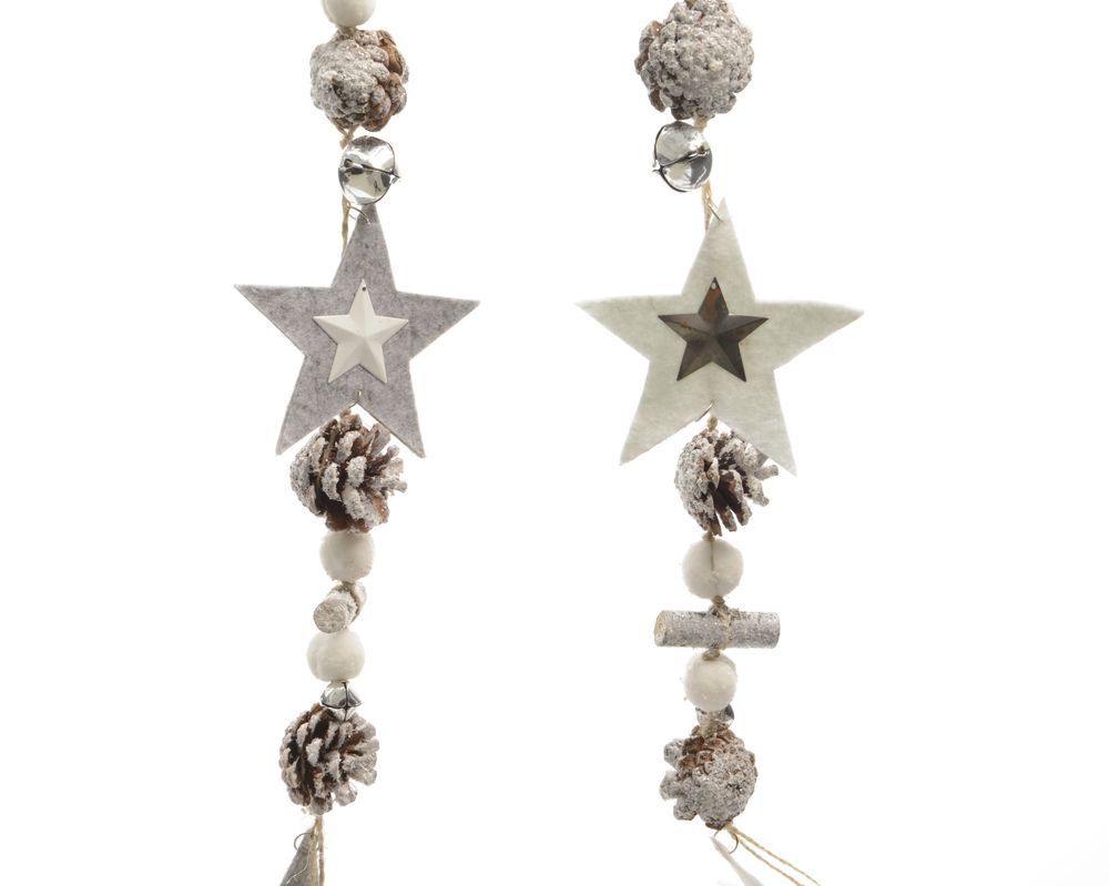 Kaemingk - Christmas Garland With Pinecone, Bells And Stars - Color May Vary - 1 Pc