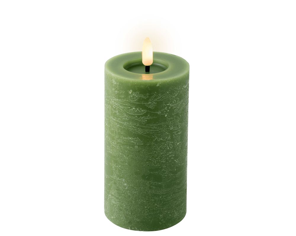 Kaemingk - Steady LED Wick Flat Top With Pit Indoor Wax Candle 15cm 1pc - Green