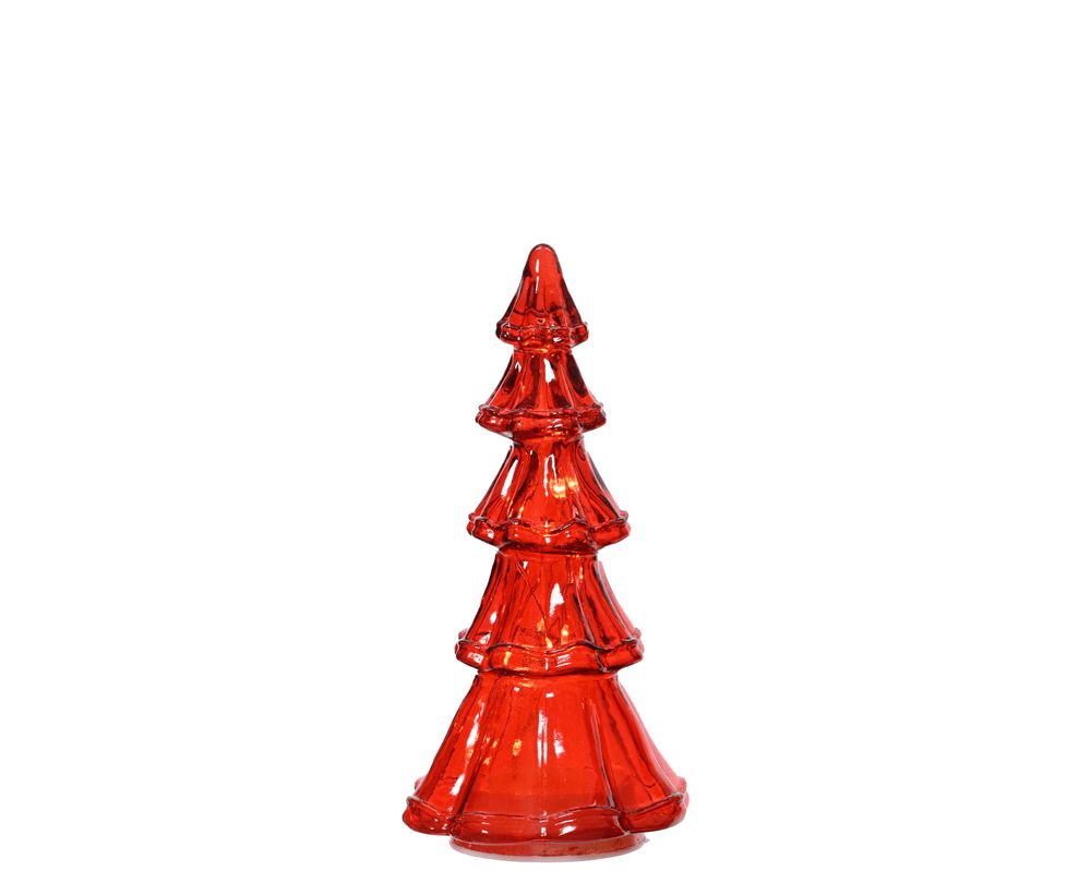 Kaemingk - Steady Warm White Micro LED Tree Glass 19.5cm 1pc - Red