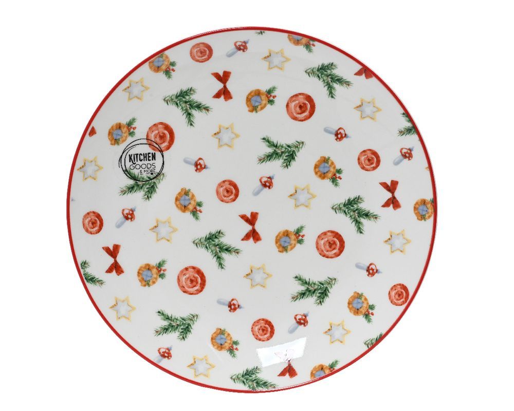 Kaemingk - Porcelain Breakfast Plate - Christmas Pattern - 1 Pc