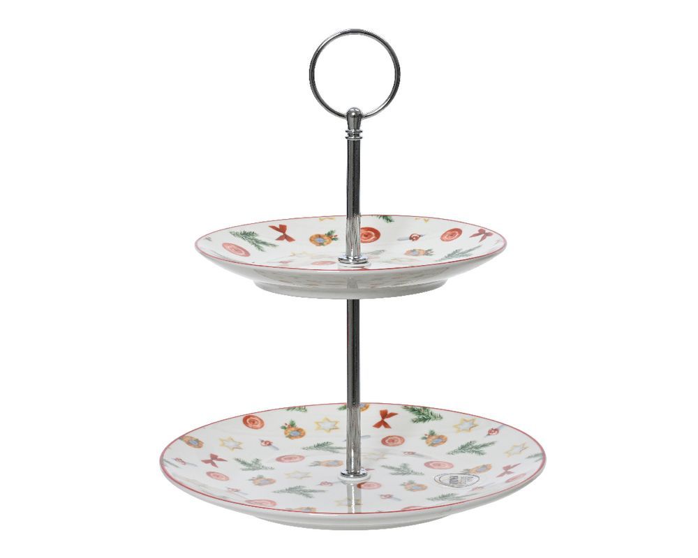 Kaemingk - Porcelain Etagere - Round Christmas Pattern - 1 Pc