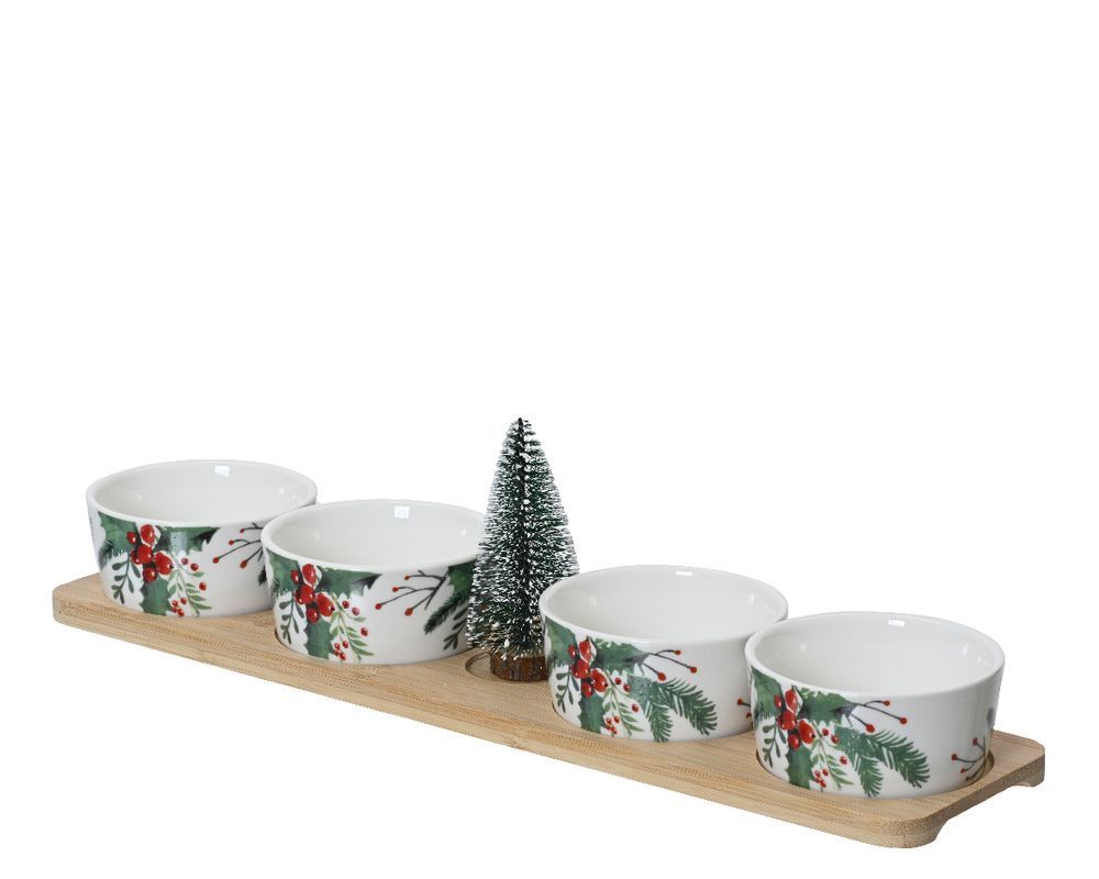 Kaemingk - Porcelain Tapas Set - Christmas Pattern - 5 Pcs