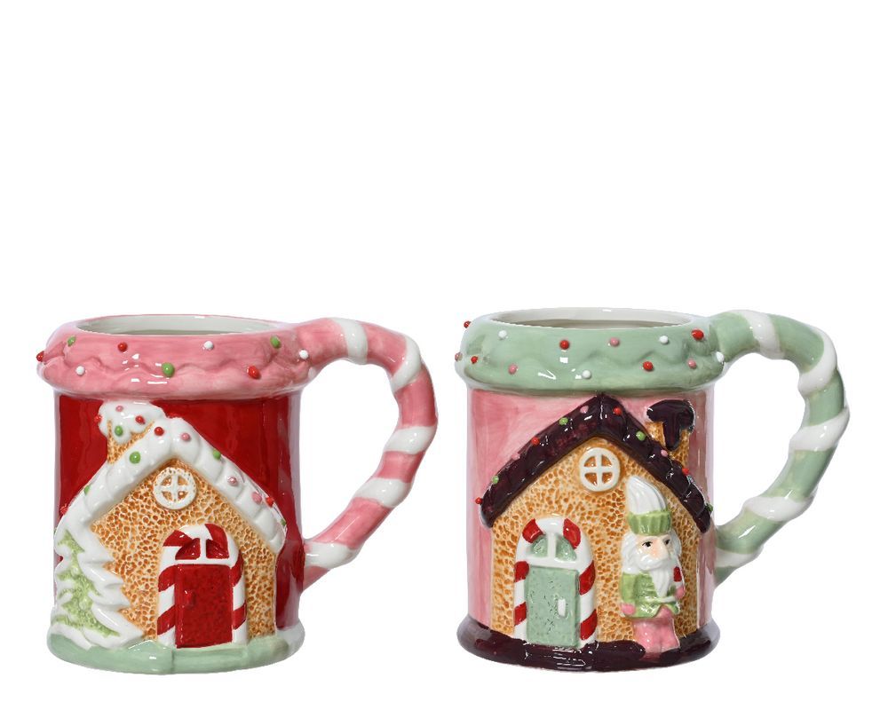 Kaemingk - Dolomite Mug - Nutcracker - Pink & Green - 11 cm - 1 Pc - Color May Vary