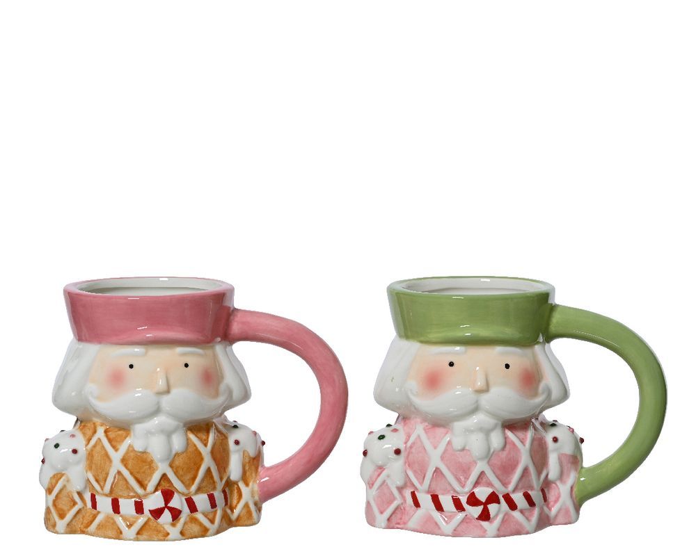 Kaemingk - Dolomite Mug - Nutcracker - Pink & Green - 12 cm - 1 Pc - Color May Vary