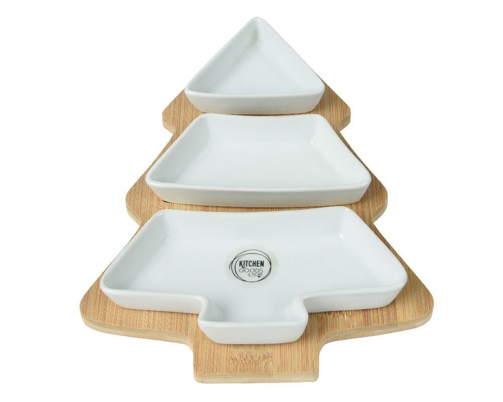 Kaemingk - Porcelain Tapas Set - Bamboo Tree - White - 4 Pcs