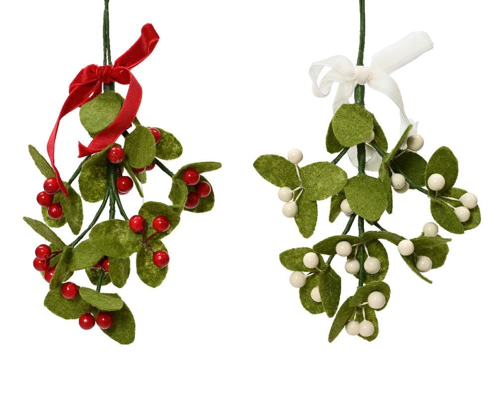 Kaemingk - Hanging Mistletoe With Felt Bow - Style May Vary - 1 Pc