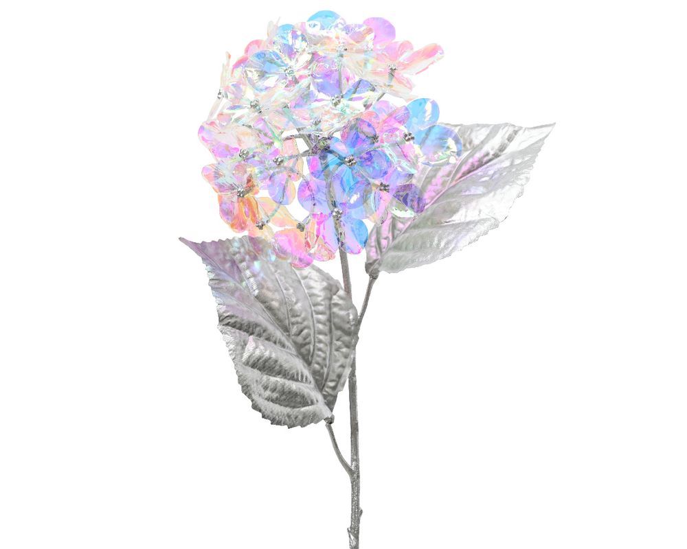 Kaemingk - Hydrangea on Stem - Plastic - Silver Leaves - 1 Pc