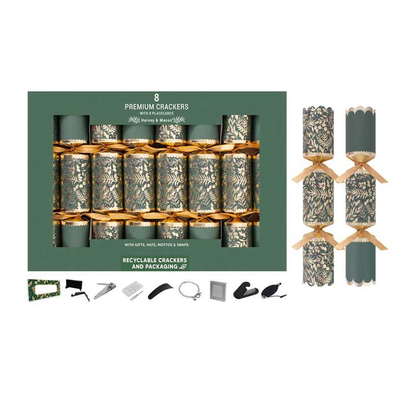 Rsw - Green Forest Premium Party Cracker Set - 12.5-Inch - 8 Pcs