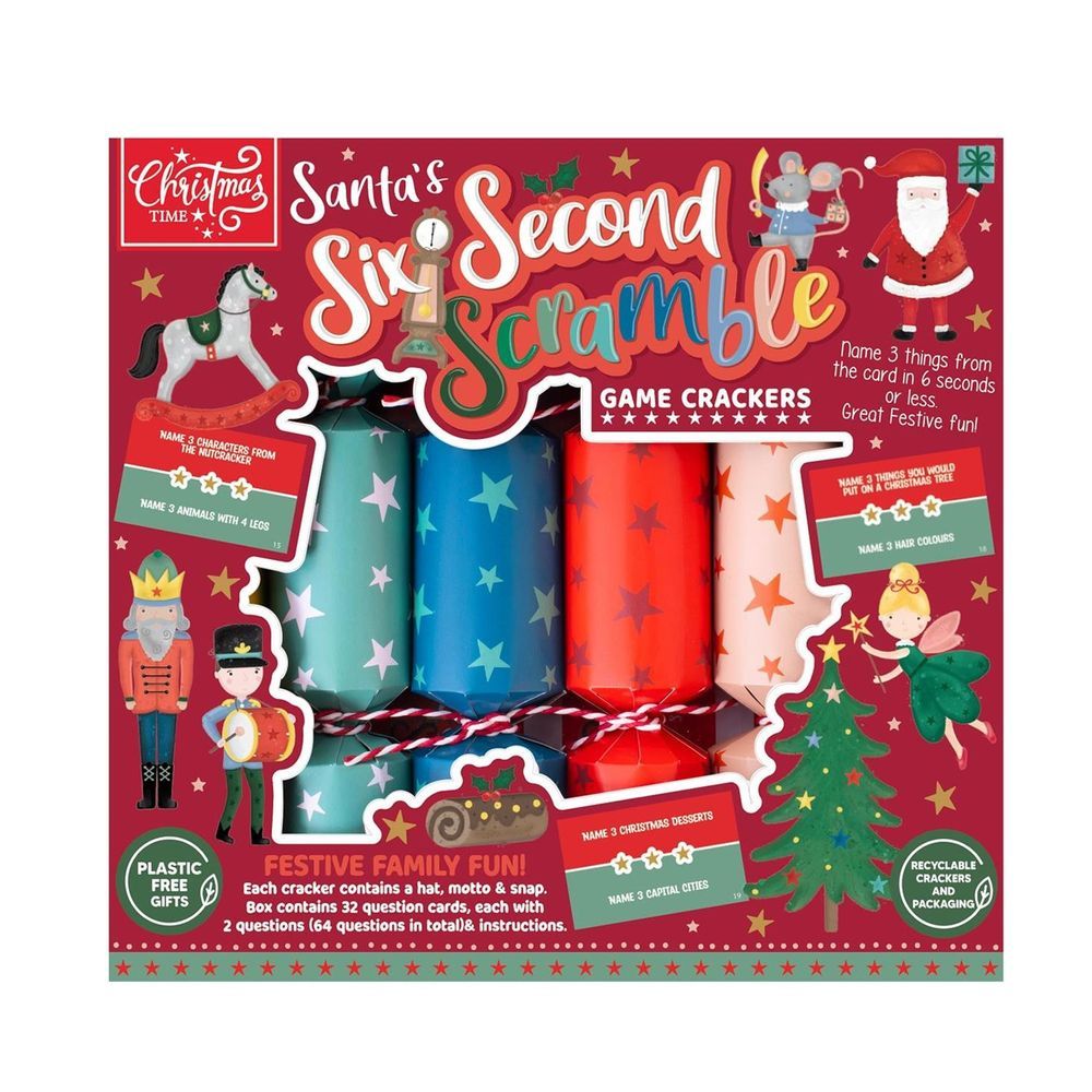 Rsw - Santa's Six Second Scramble Game Cracker Set - 9-Inch - 6 Pcs