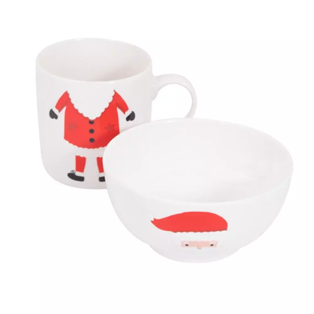 Rsw - Christmas Mug And Bowl Set - White/Red - 2 Pcs