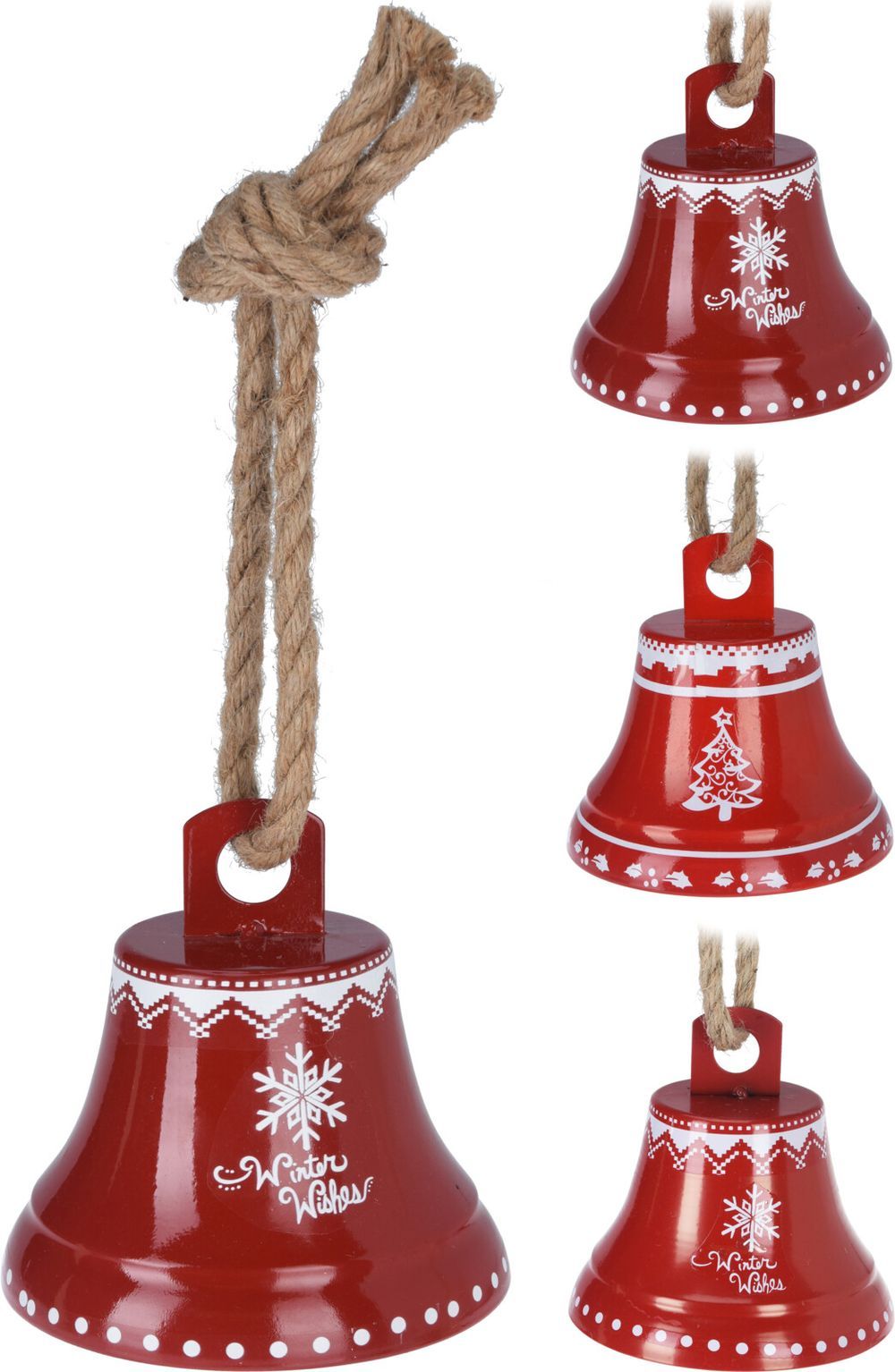 Koopman - Bell With Jute Rope - Red - Style May Vary - 1 Pc