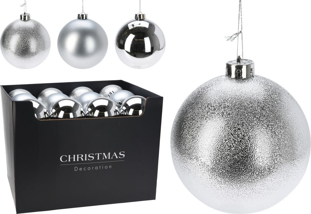 Homesmiths - Xmas Ball 120mm Silver 1pc - Style May Vary