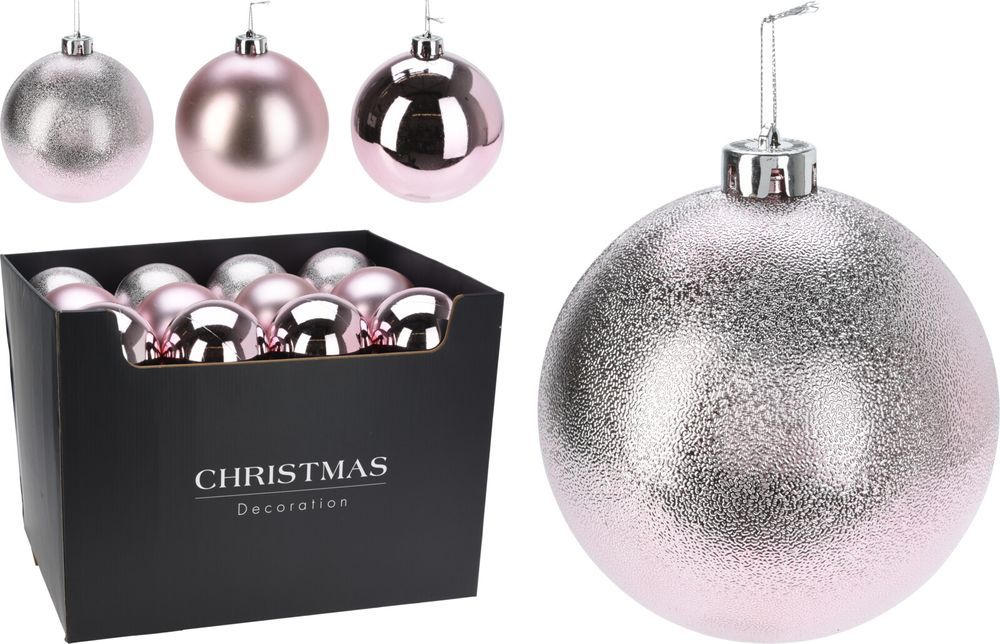 Homesmiths - Xmas Ball 120mm Pink 1pc - Style May Vary