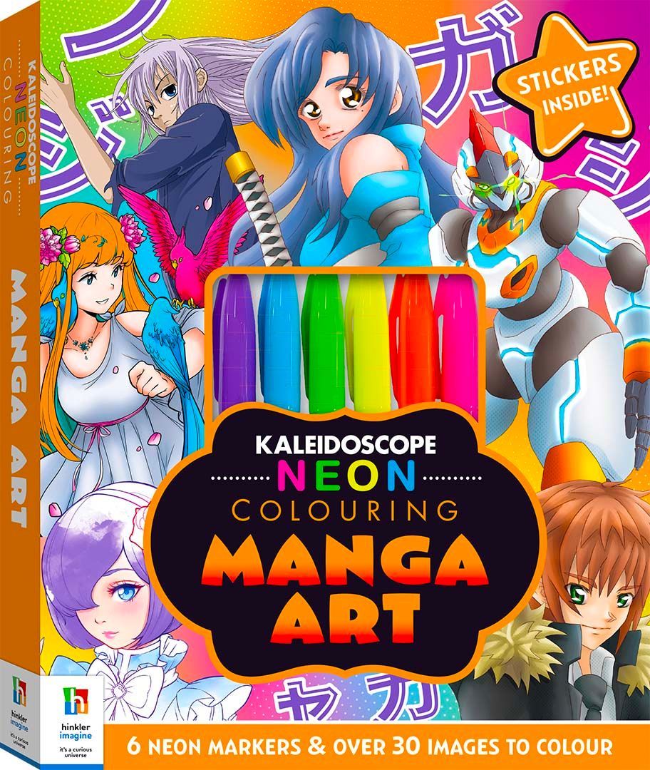 Hinkler - Kaleidoscope Neon Coloring Kit Manga Art