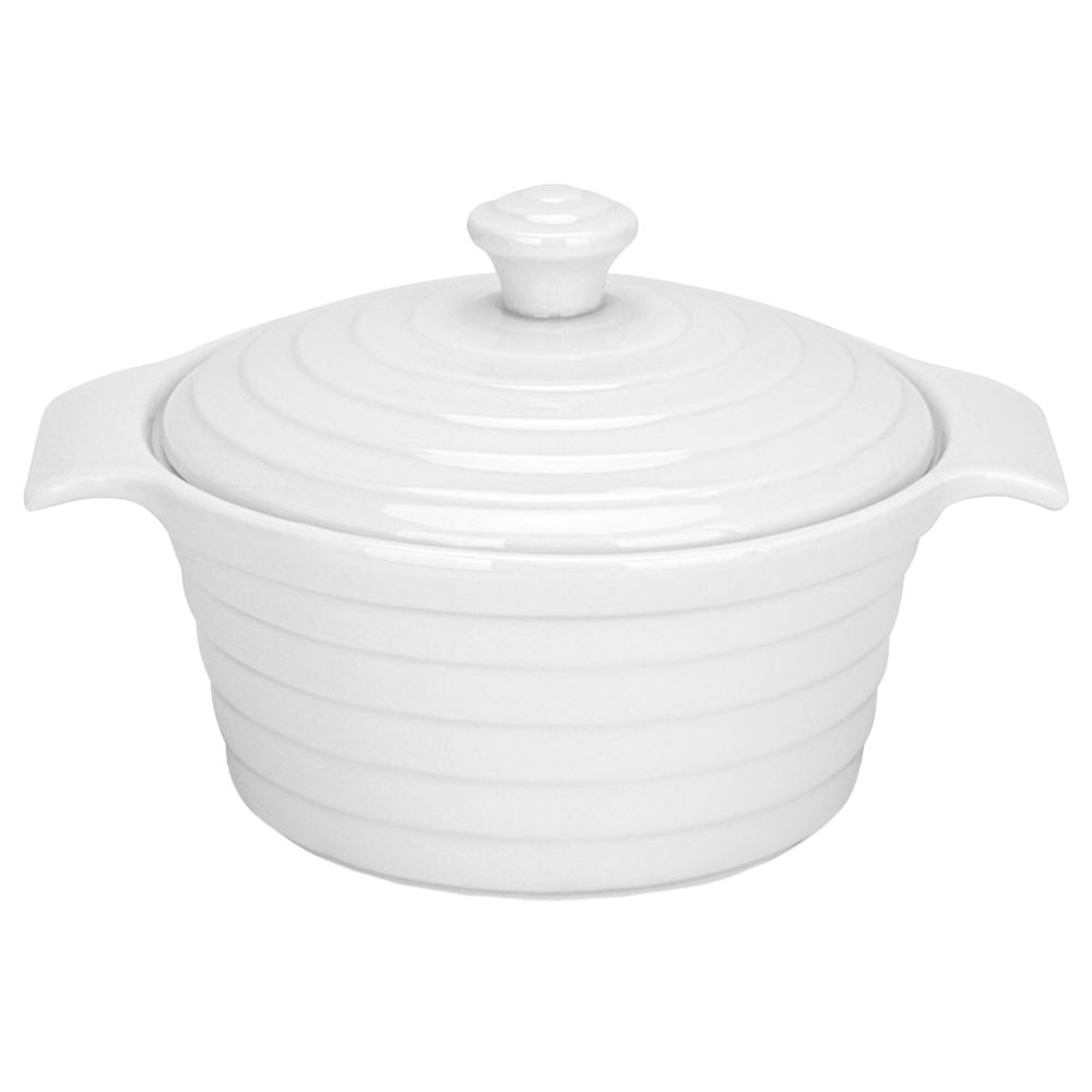 Fissman - Round Mini Baking Pot With Lid - White - 340ml