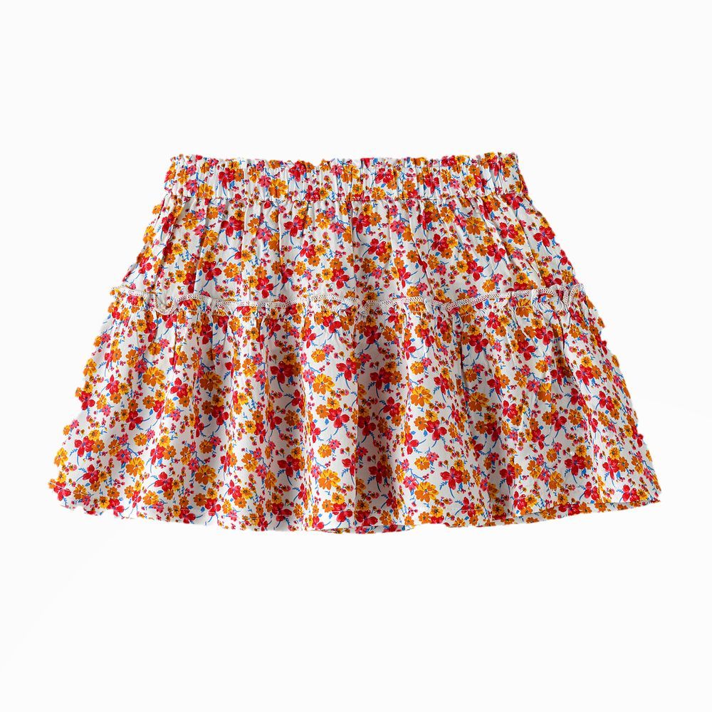 Jelliene - Blooming Adventures: Girls' Viscose Floral Skirt