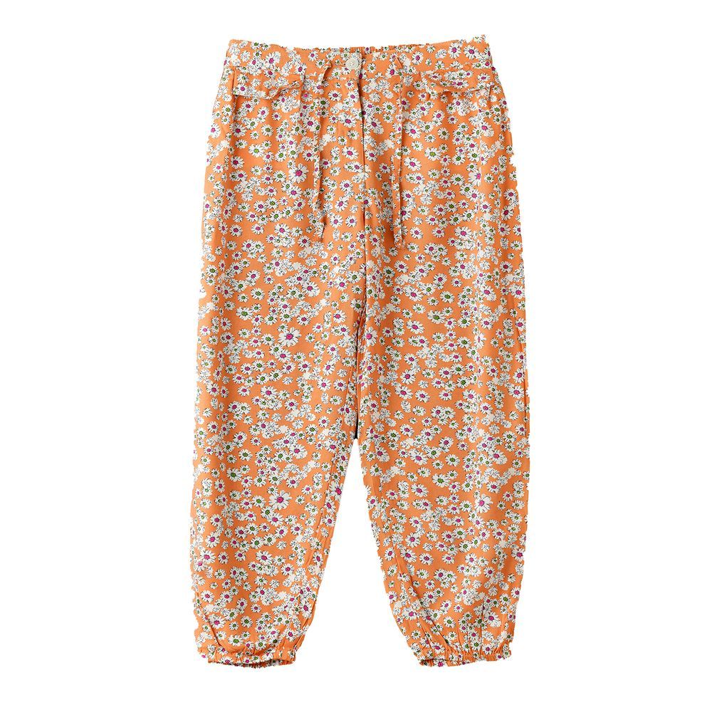 Jelliene - Girls' Floral Wide Leg Pants - Orange