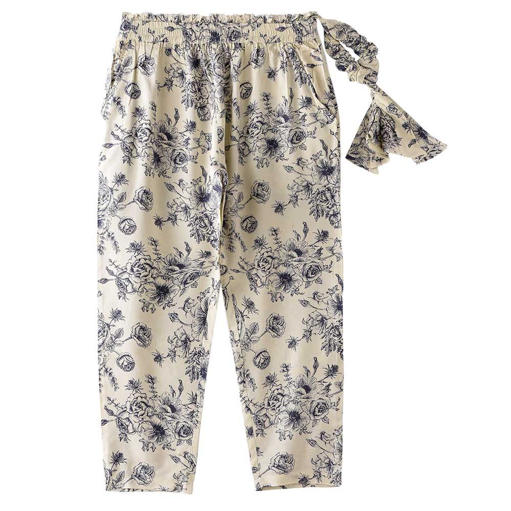 Jelliene - Girls Printed Soft Viscose Pants - Beige