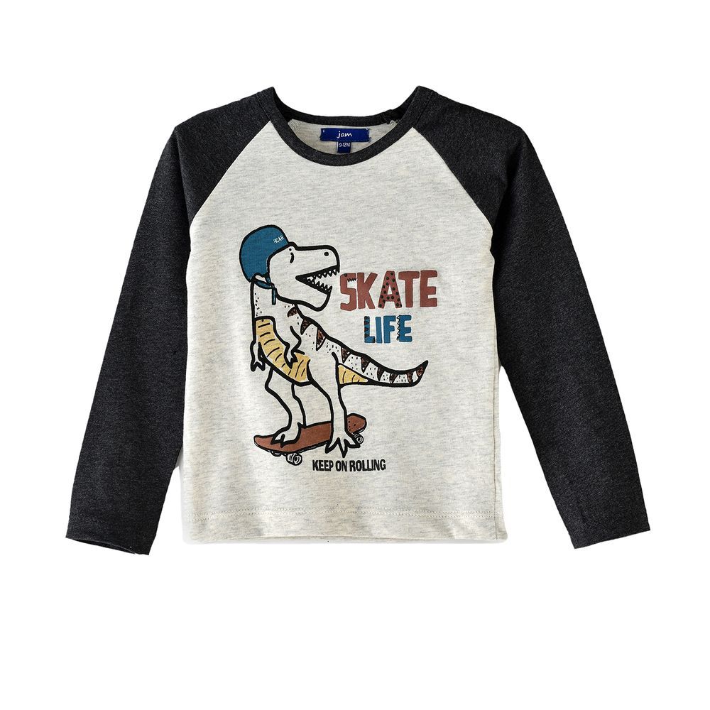 Jam - Boys' 'Skate Life' Dinosaur Graphic Raglan Long-Sleeve Tee