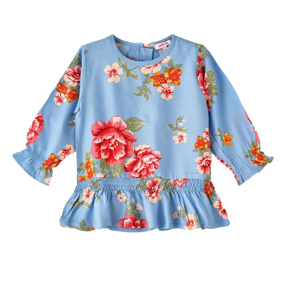 Jelliene - Girls' Floral Print Peplum Top