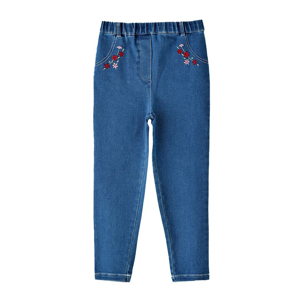 Jelliene - Girl's Embroidered Denim Leggings - Blue