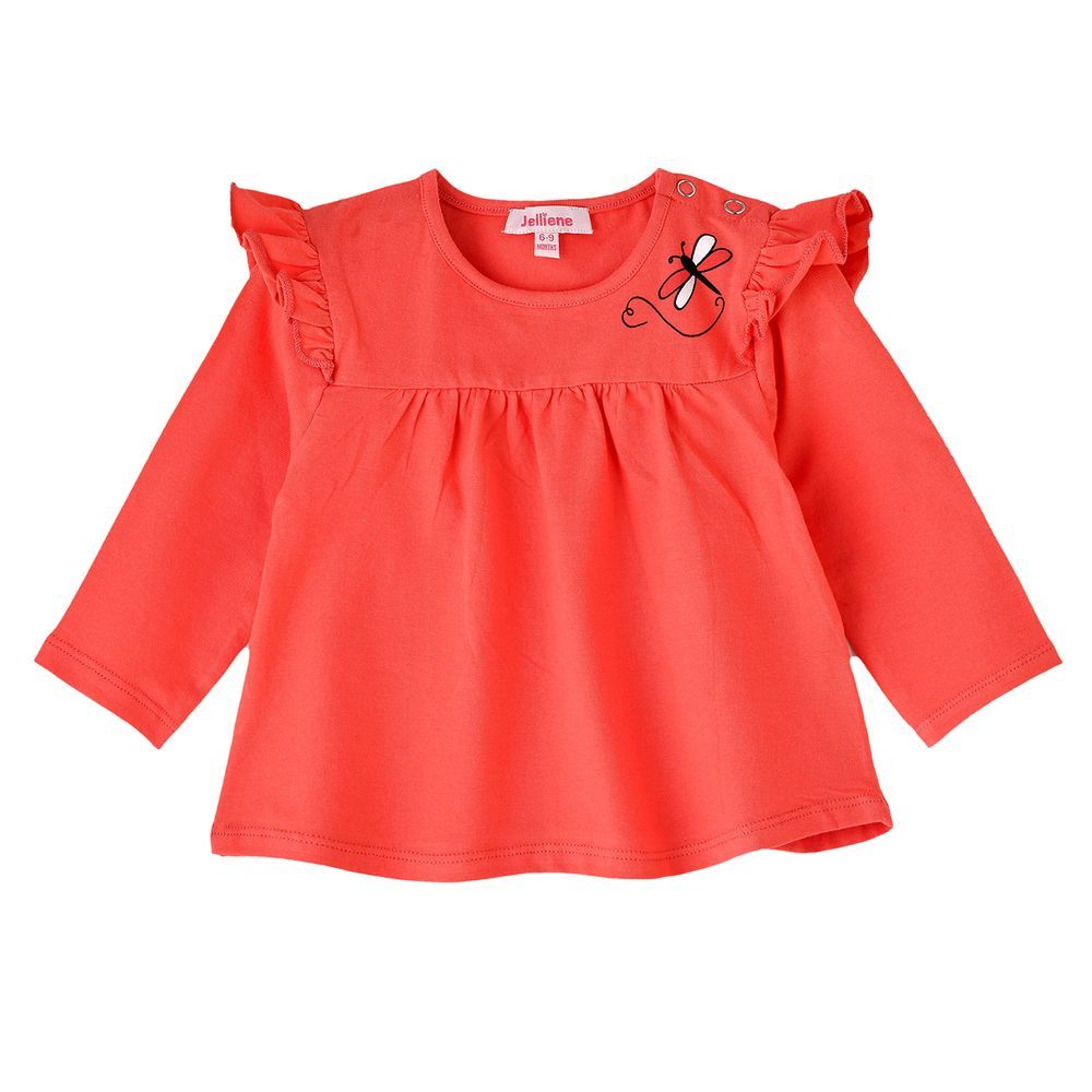 Jelliene - Girls' Ruffled Sleeve Dragonfly Top