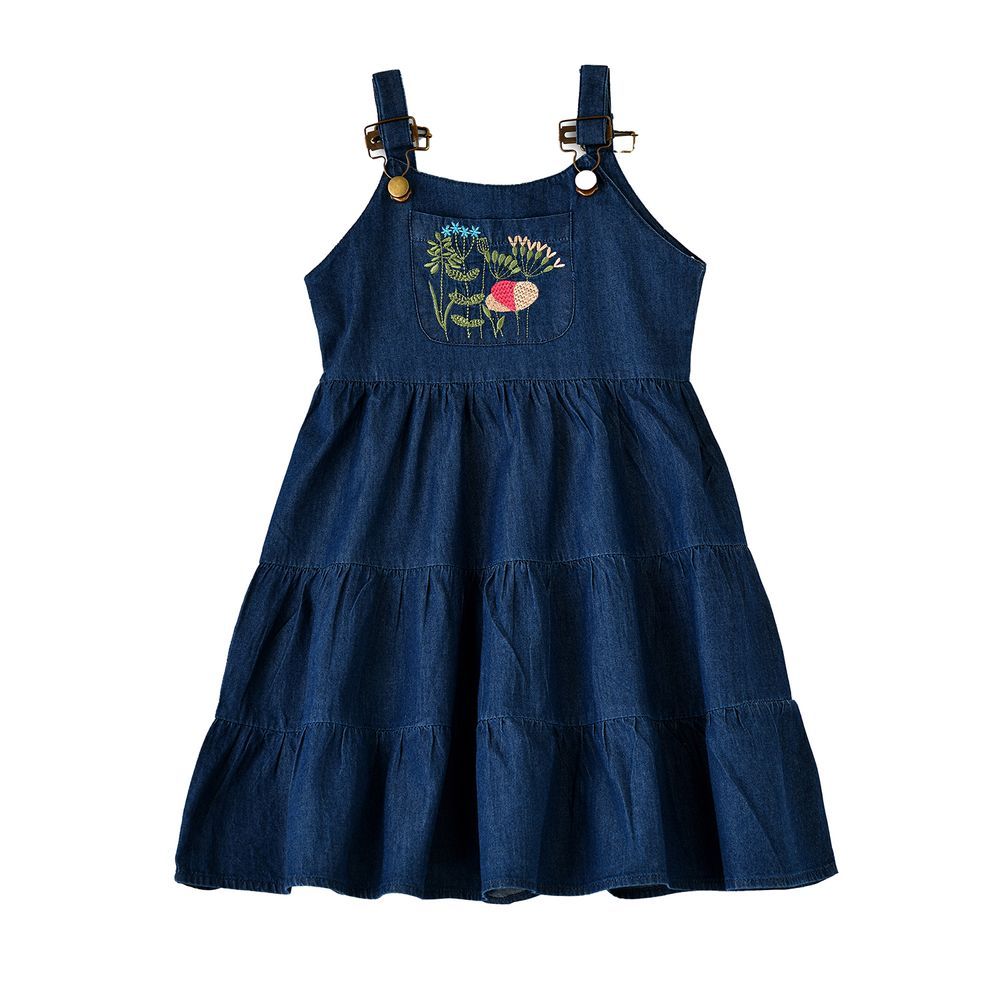 Jelliene - Girls' Denim Tiered Dress - Blue