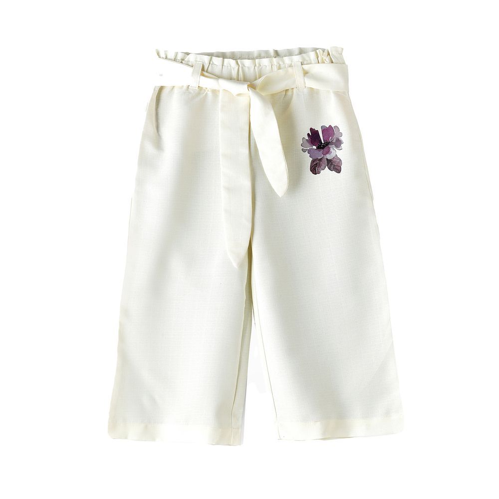 Jelliene - Girls' Floral Embellished Culottes - White