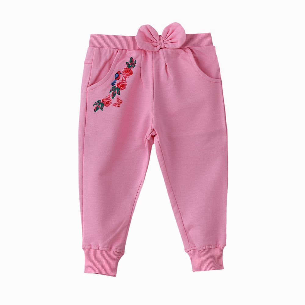 Jelliene - Playful Comfort Girls' Cotton Knitted Joggers - Fuchsia Pink