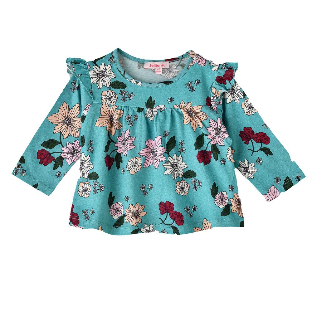 Jelliene - Girls' Floral Print Long-Sleeve Top