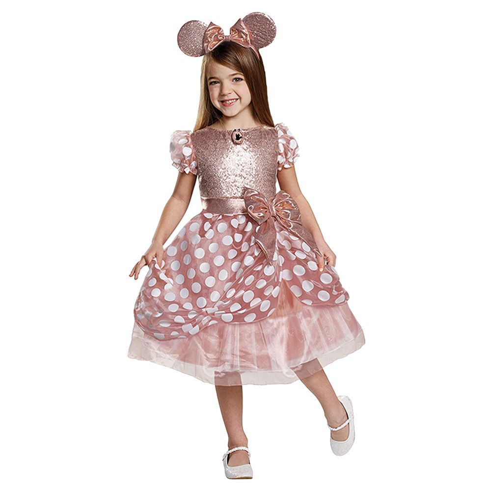 Party Centre - Minnie Mouse Rose Gold Deluxe Costume - Beige